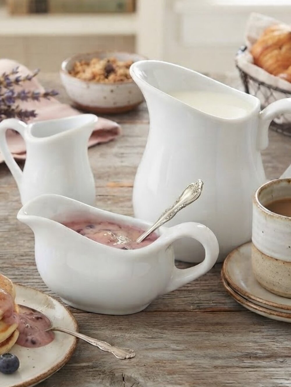 Cordon Bleu Creamer Pitcher White Porcelain China Bundle Of 3 Vintage